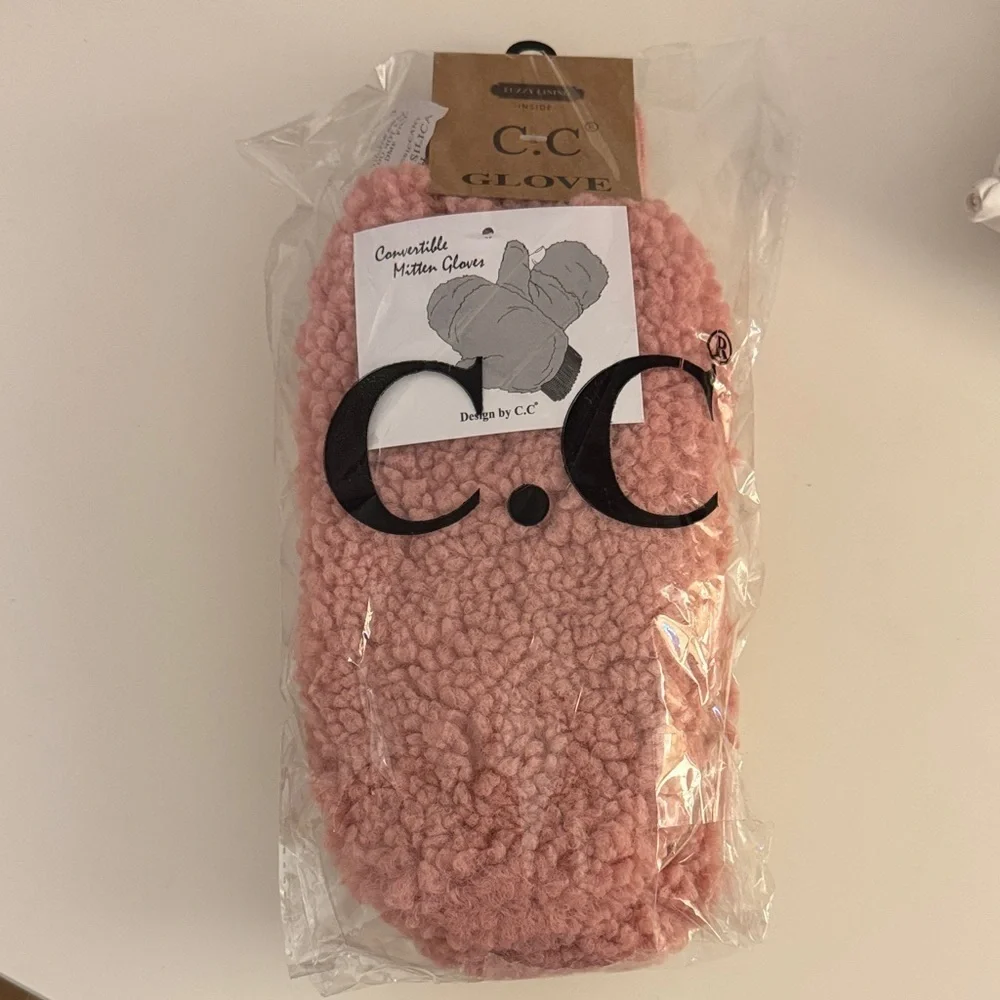 C.C Soft Pink Knit Mittens